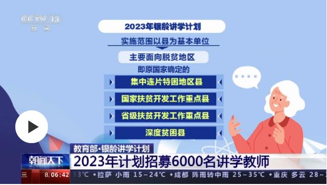 教育部：“銀齡講學(xué)計(jì)劃”2023年計(jì)劃招募6000名講學(xué)教師